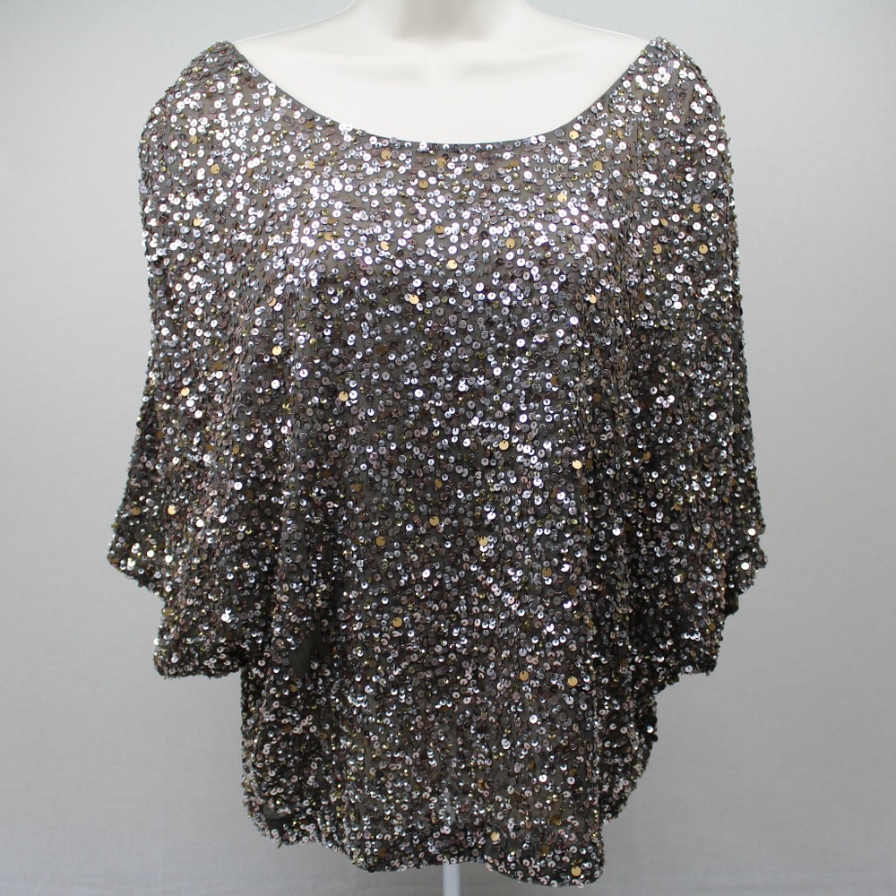 Vince Gold Sequins Slouchy Top Size Large
